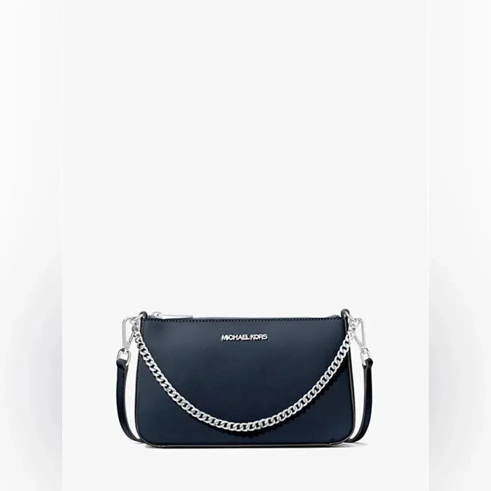 New MICHAEL KORS Jet Set Medium Saffiano Leather Navy Blue Crossbody Bag